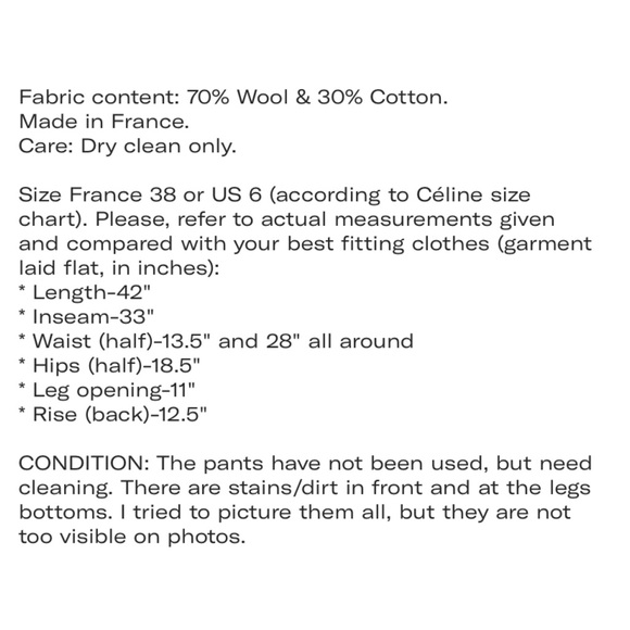 CÉLINE Wool Blend Wide Leg Pants - Picture 7 of 7